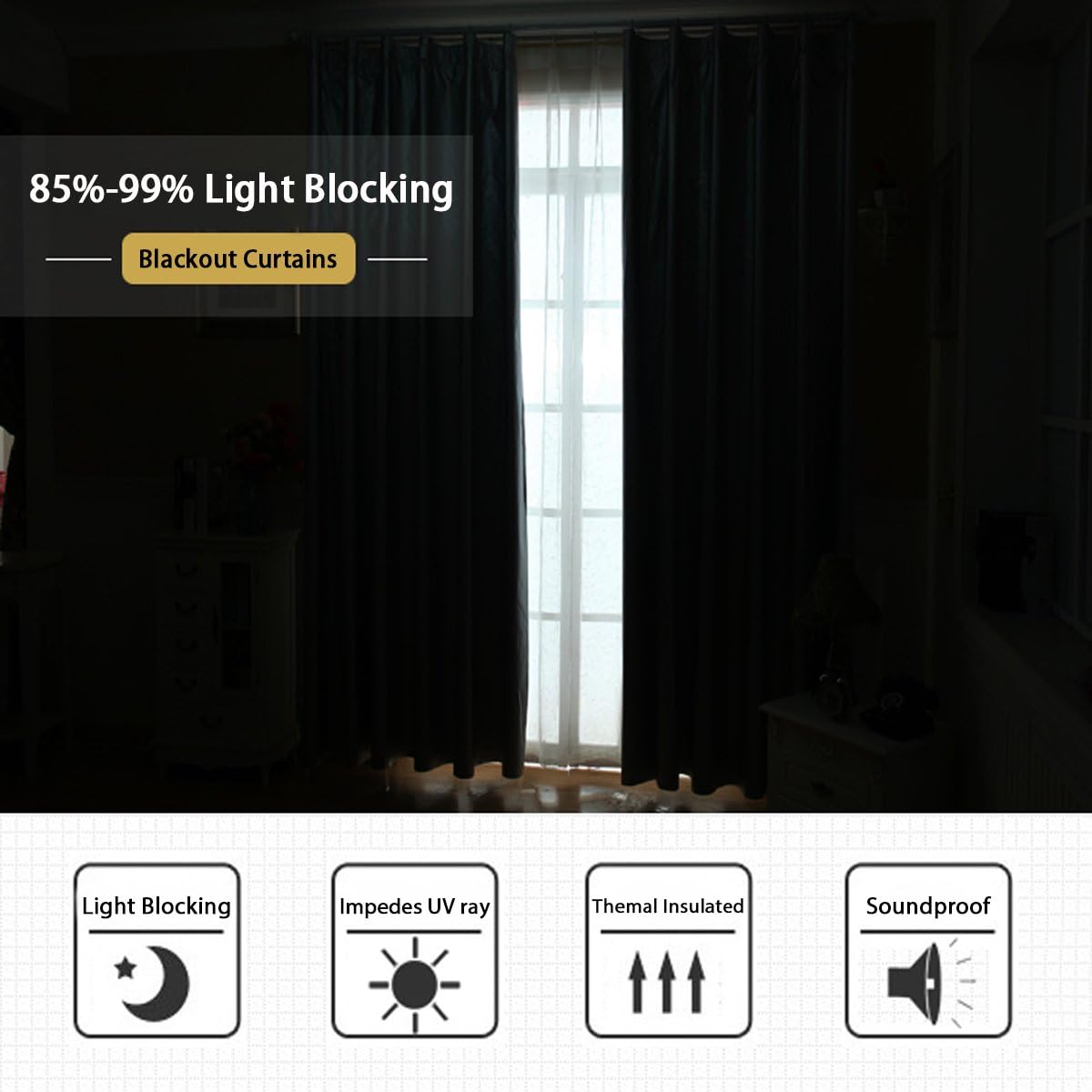 Smarcute Window Drapes Eyelet Curtains for Bedroom/Living Room S