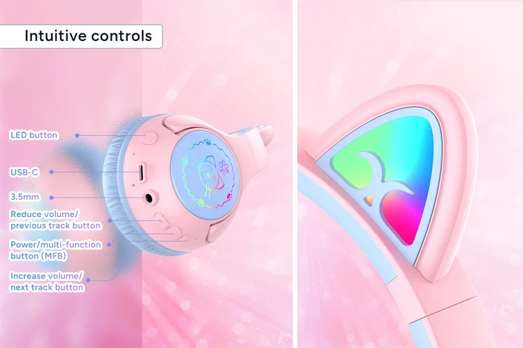 Kids Volume Cat Ear Wireless Headphones