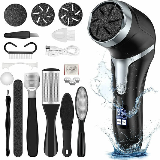 Electric Foot Callus Remover, Rechargeable Electric Callus Remover with 3 Rollers and 2 Speeds, Callus Removal and Dead Skin Color Black